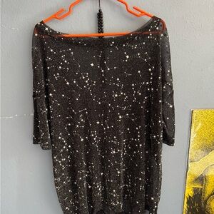 Black Starry Glitter Top
